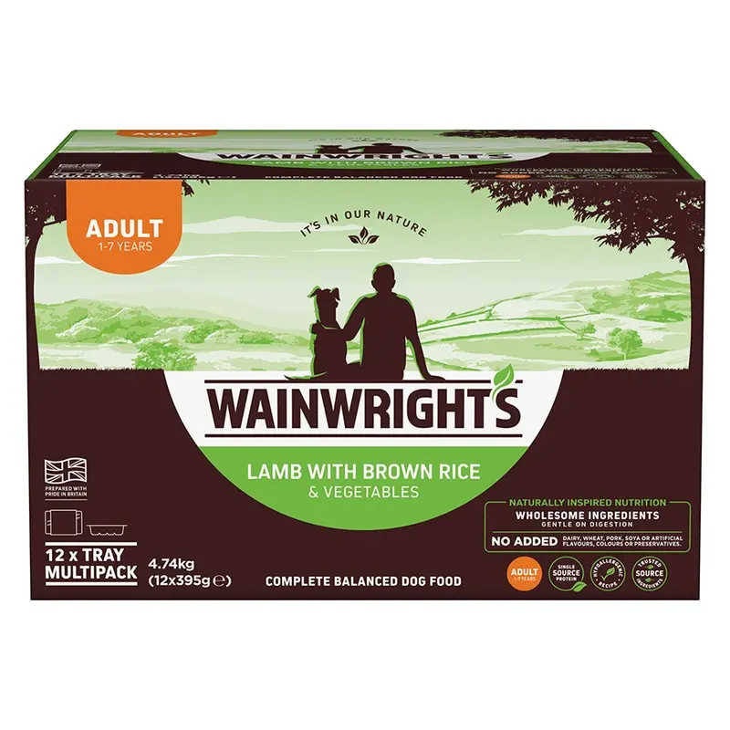 Wainwrights Wet Adult Dog Food Lamb With Rice 12X395G Trays