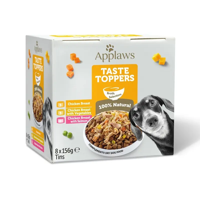 Applaws Taste Toppers Broth Selection Dog Food Tins - X 156G Salmon Size 8