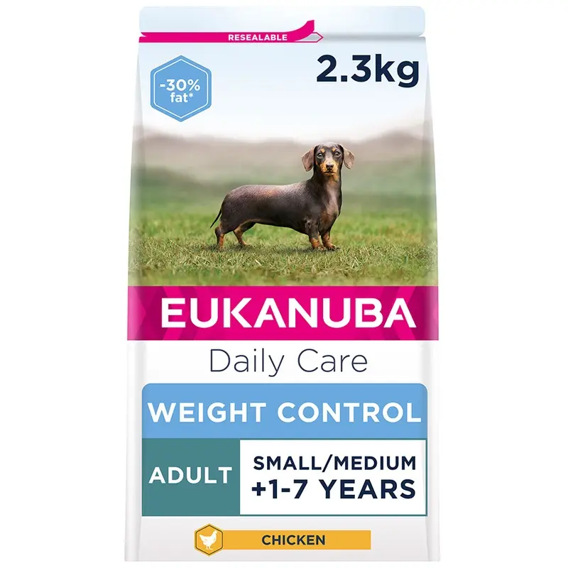 Eukanuba Daily Care Weight Control Small Medium Dry Adult Dog Food Chicken 2.3Kg