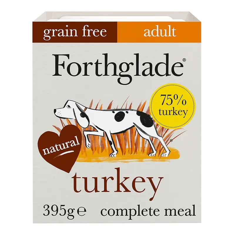 Forthglade Grain Free Complete Wet Adult Dog Food Turkey And Vegetables 395G Tray