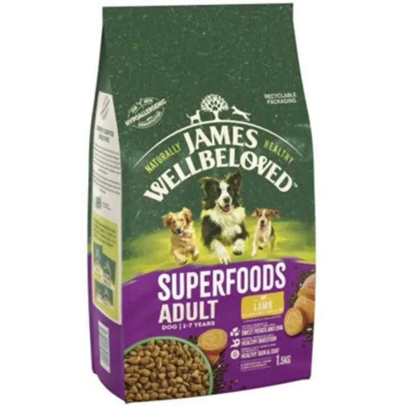 James Wellbeloved Adult Dog Superfoods Lamb With Sweet Potato & Chia 1.5Kg