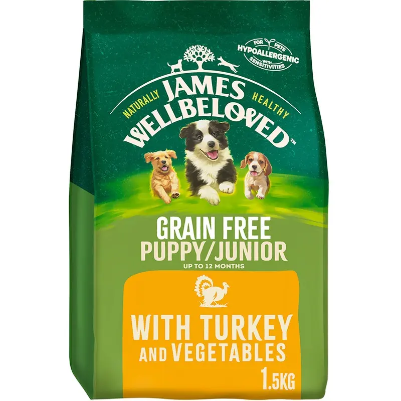 James Wellbeloved Grain Free Dry Puppy & Junior Dog Food Turkey 1.5Kg