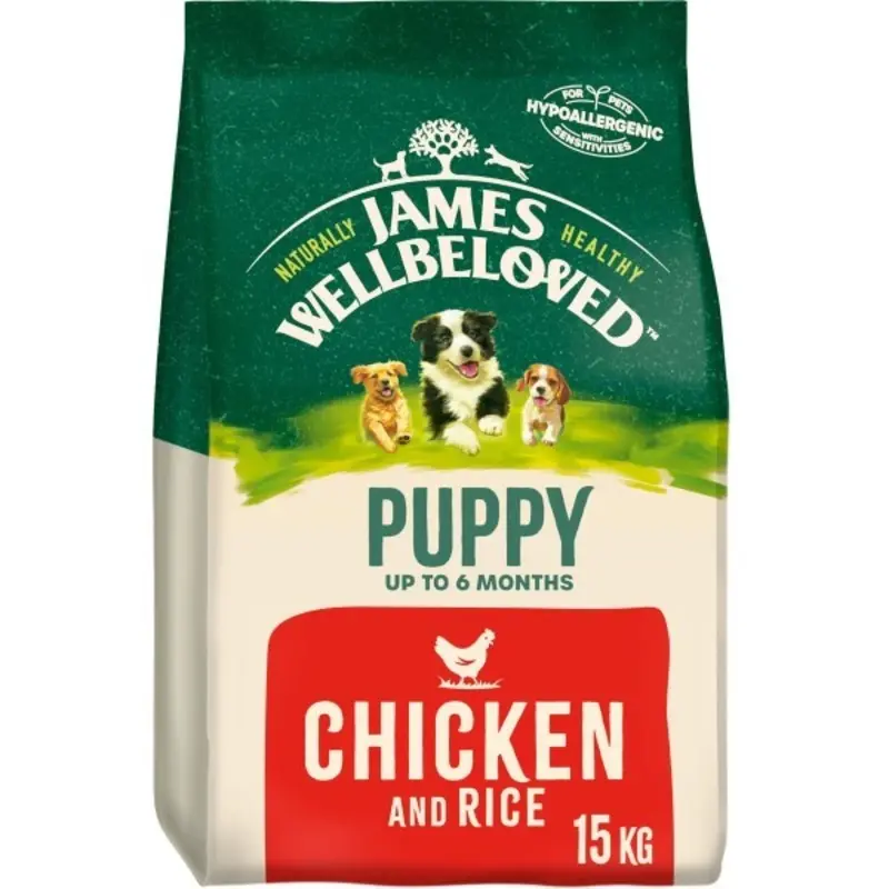 James Wellbeloved Puppy Dry Food Chicken And Rice - (Bbd 17/09/2025) Brown/White 15Kg