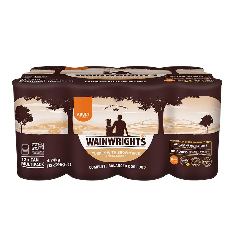 Wainwrights Wet Adult Dog Food Turkey With Rice Multipack 12X395G Cans