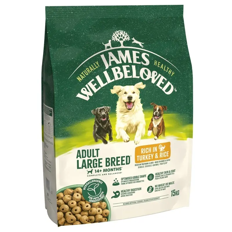 James Wellbeloved Adult Large Breed Dog Hypoallergenic Turkey & Rice - 15Kg
