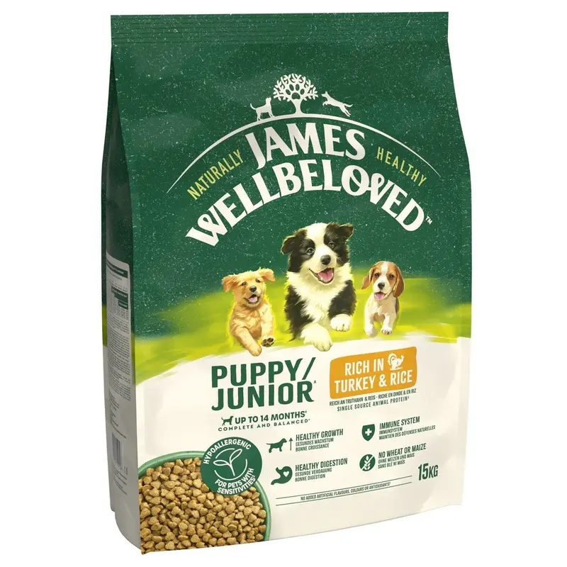 James Wellbeloved Puppy Dog Hypoallergenic Turkey & Rice - 15Kg