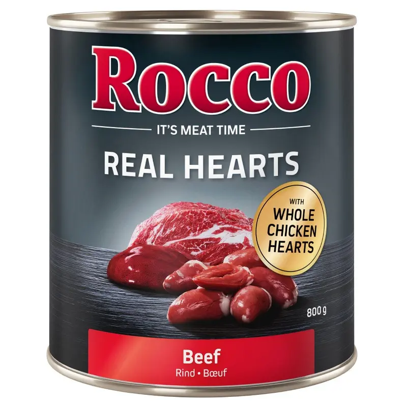 Rocco Real Hearts 6 X 800G - Beef With Whole Chicken Hearts