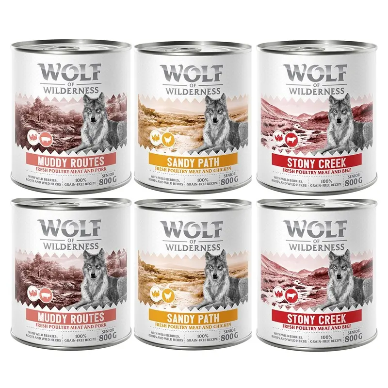 Wolf Of Wilderness Senior "Expedition" 6 X 800G - Mixed Pack
