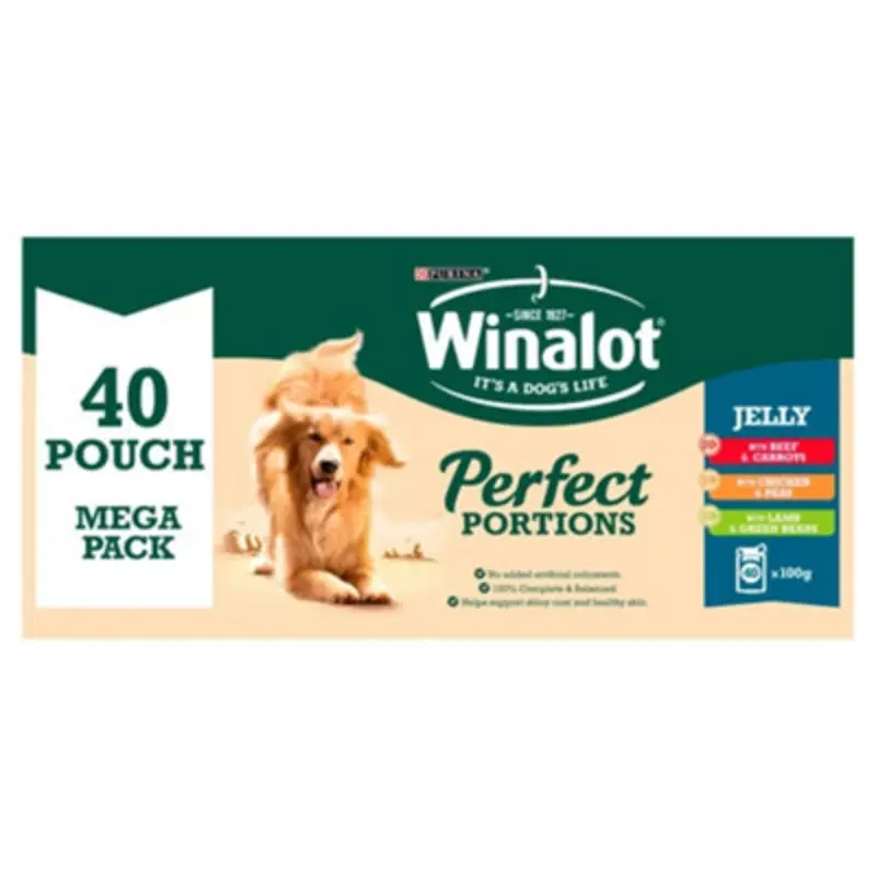 B&Q Winalot Perfect Portions Adult Dog Food Beef Chicken & Lamb In Jelly 40X100g
