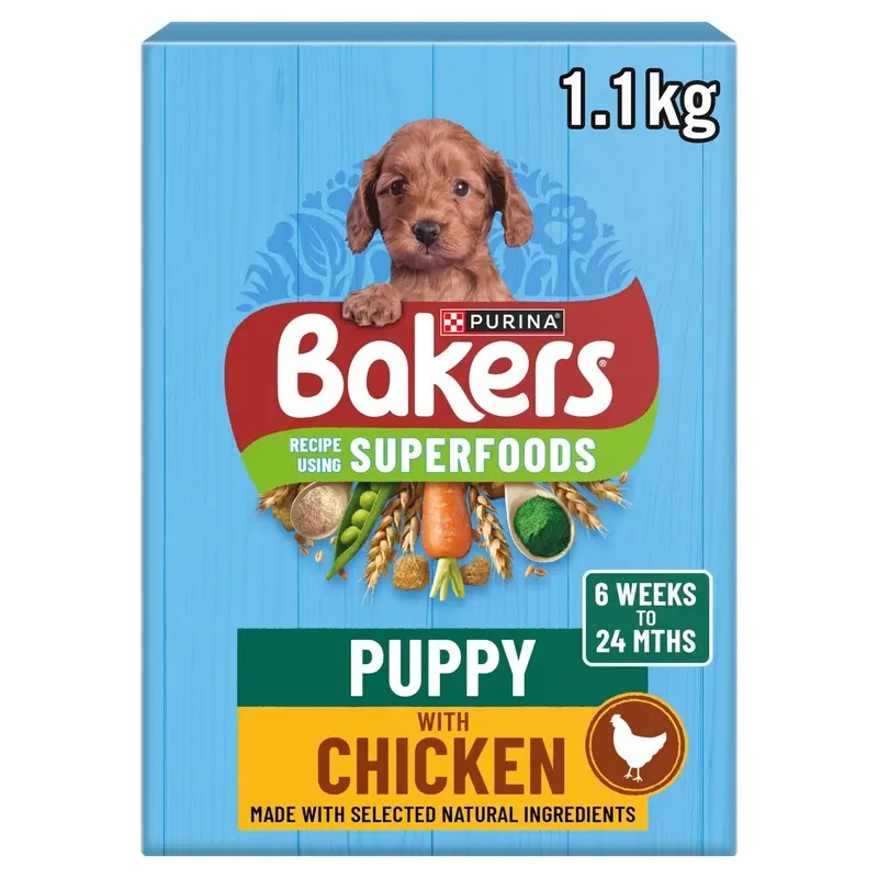 BAKERS Puppy Chicken with Vegetables Dry Dog Food 1.1kg, (Pack of 5)