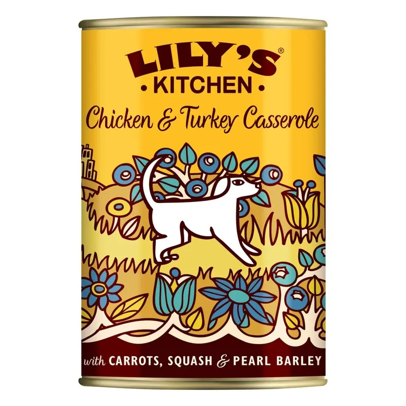 Lilys Kitchen Natural Adult Wet Dog Food Tin Chicken & Turkey X 400G Size 6