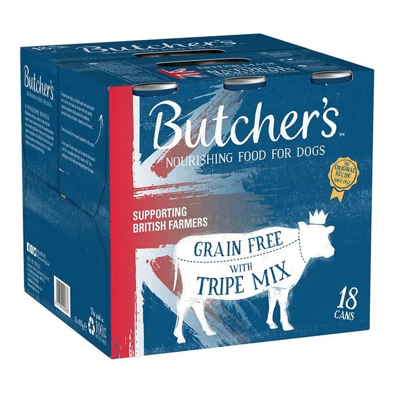 Butchers Grain Free Union Jack Adult Wet Dog Food Tripe 18X400G Tins