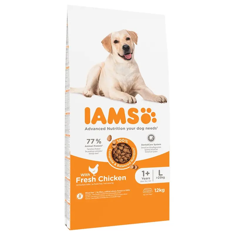 Iams 12Kg Dry Dog Food - 10Kg + 2Kg Free! * - Adult Large - Chicken (12Kg)