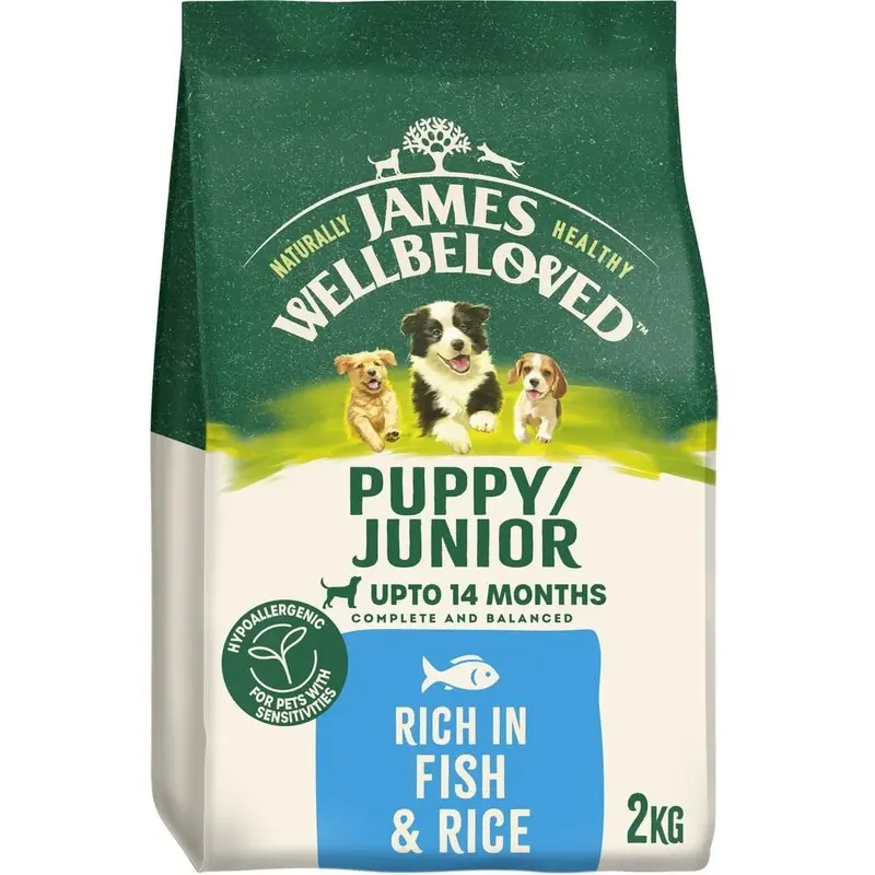 James Wellbeloved Dog Puppy Hypoallergenic Dry Food Fish and Rice 2 kg