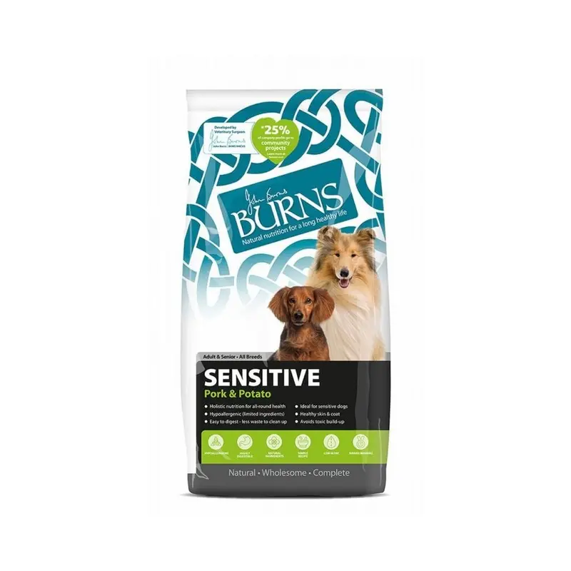 New Burns Senstive Pork And Potato 12Kg Brown