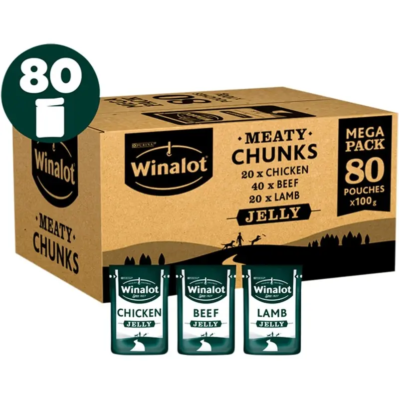 New Winalot Meaty Chunks Mixed In Jelly Wet 80X100g Dog Food