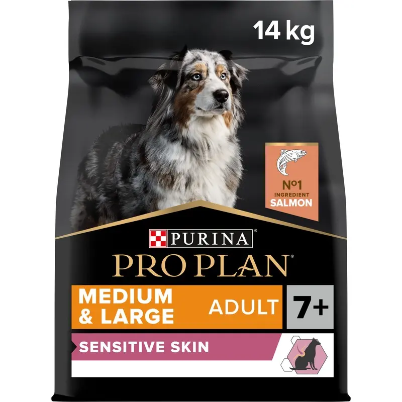 PRO PLAN Medium & Large Adult Senior Sensitive Skin 7+ Dry Dog Food with Salmon 14kg