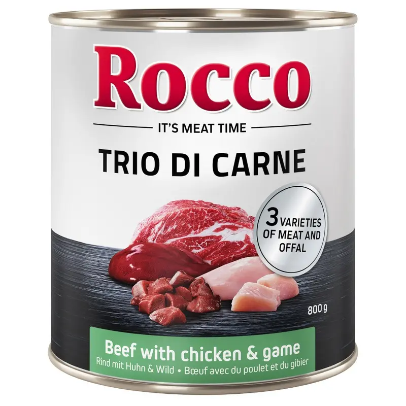 Rocco Classic Trio Di Carne 6 X 800G - Beef With Chicken & Game