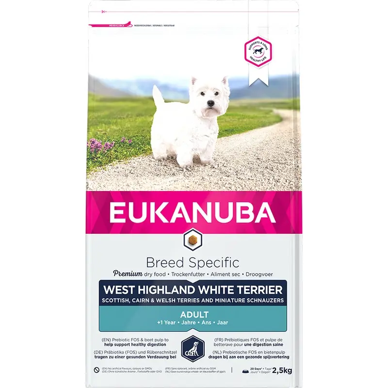 Eukanuba Breed Specific West Highland Terrier Dry Adult Dog Food Chicken 2.5Kg