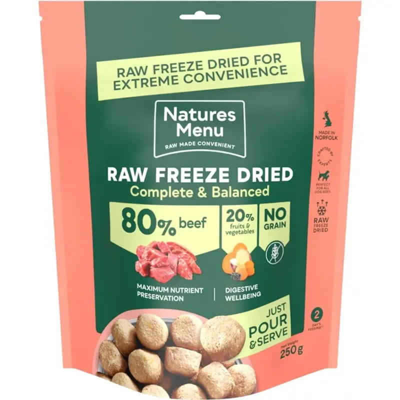 Natures Menu Freeze Dried Dog Food 80/20 Beef - 250g