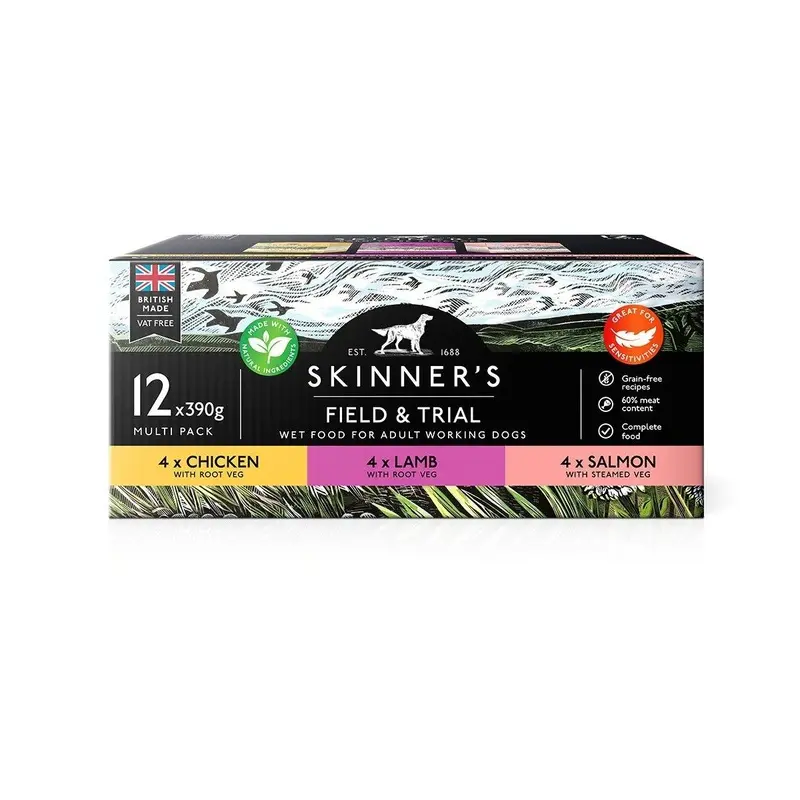 Skinners Field And Trial Variety Pack Adult Wet Dog Food - X 390G Salmon Size 12