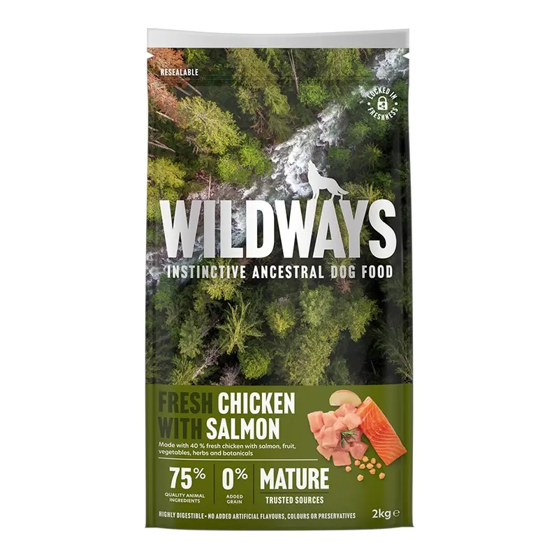 Wildways Fresh Chicken With Salmon & Vegetables Dry Senior Dog Food 2Kg