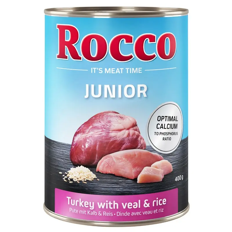 Rocco Junior 6 X 400G - Turkey With Veal Hearts & Rice