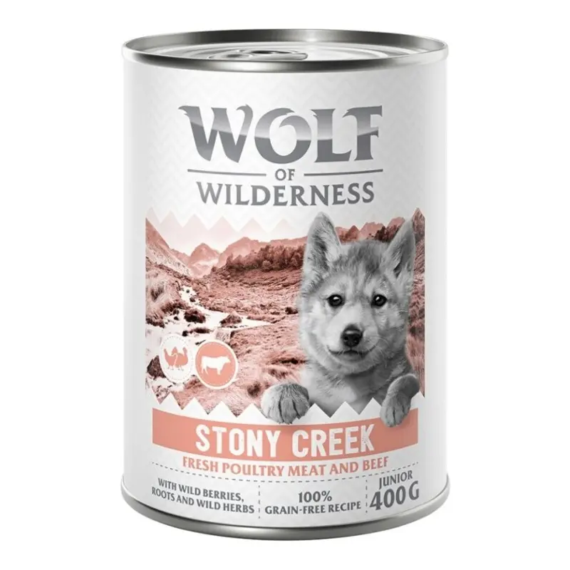 Wolf Of Wilderness Junior "Expedition" 6 X 400G - Stony Creek - Poultry With Beef