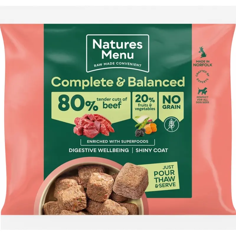Forest Pet Supplies Grain/Green Natures Menu 80/20 Beef With Superfoods Nuggets 1Kg