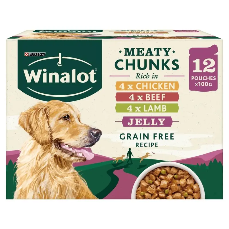 Winalot Dog Food Pouches Mixed in Jelly, 12 x 100 g