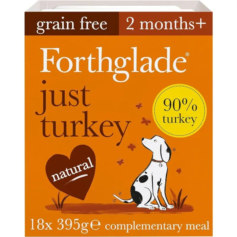 Forthglade Grain Just Turkey Wet Dog Food (Pack Of 18) (18 X 395G) (Turkey) Size 18