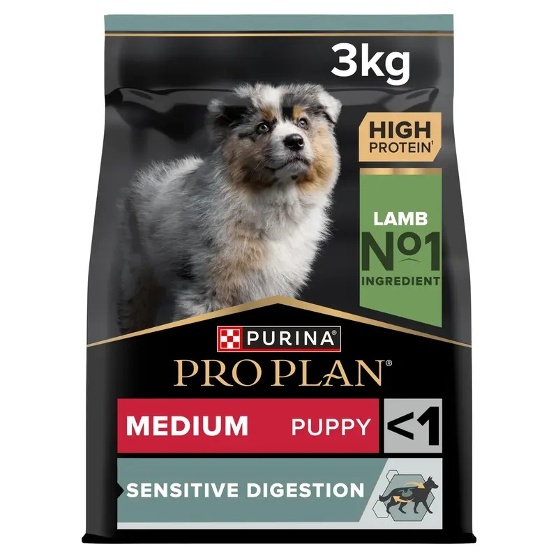 PRO PLAN Sensitive Digestion Medium Puppy Dry Dog Food Lamb 3kg, For Neutered Dogs