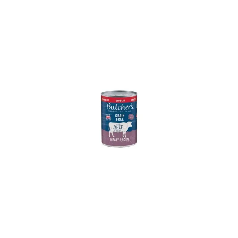 Butchers Grain/Salmon Beef & Liver Dog Food Tin (Pack Of 12) 400G
