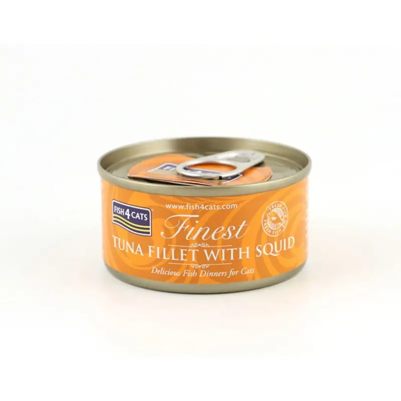 Fish 4 Dogs Fish4cats Can Tuna Fillet With Squid (Pack Of 10) 70G