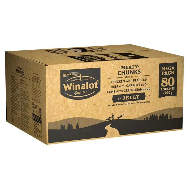 New Purina Winalot Meaty Chunks Mixed In Jelly Wet Dog Food 80X100g 12441823