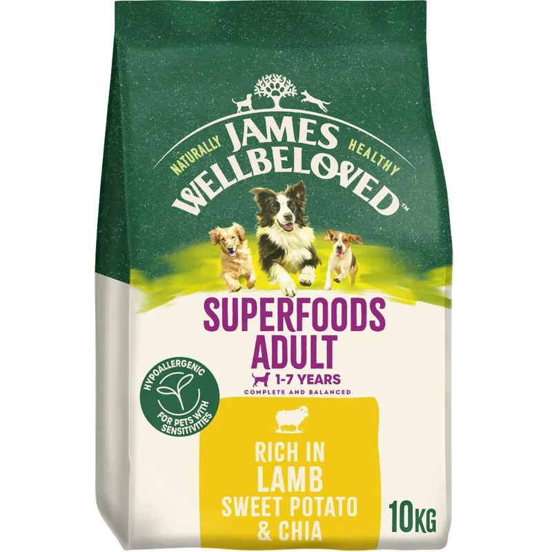 James Wellbeloved Superfoods Adult Dry Dog Lamb, Sweet Potato & Chia 10Kg