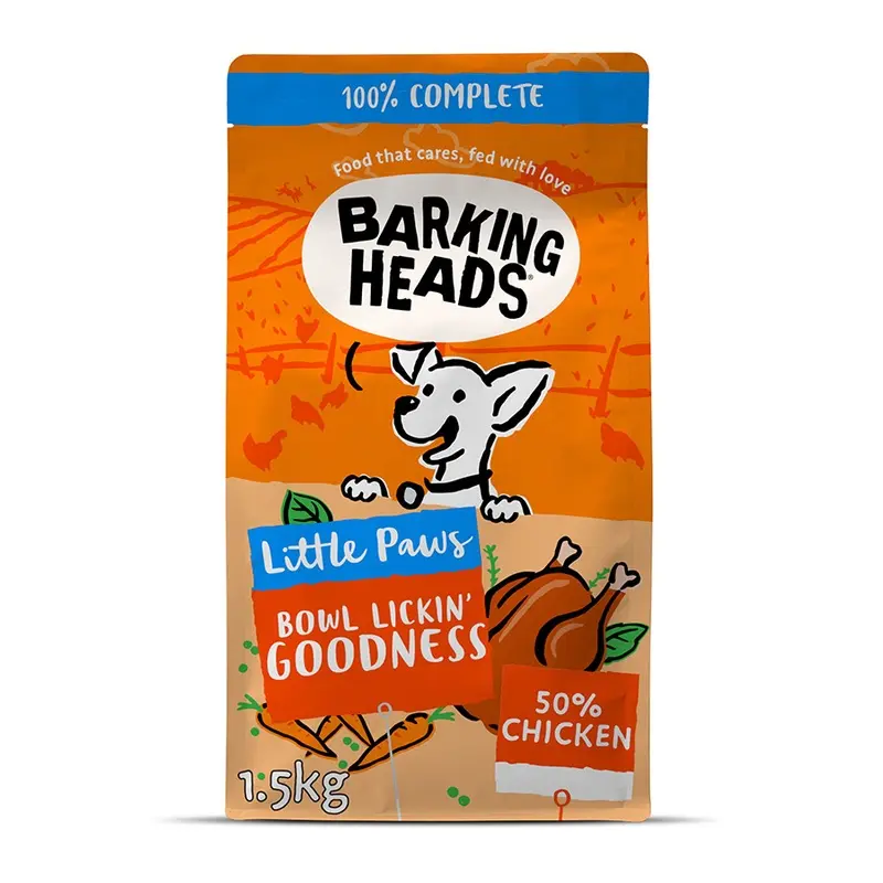 Barking Heads Little Paws Bowl Lickin Goodness Dry Dog Food Chicken 1.5Kg