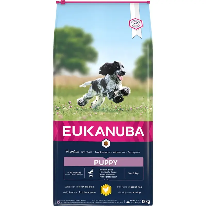 Eukanuba Medium Breed Dry Puppy Food Chicken 12Kg