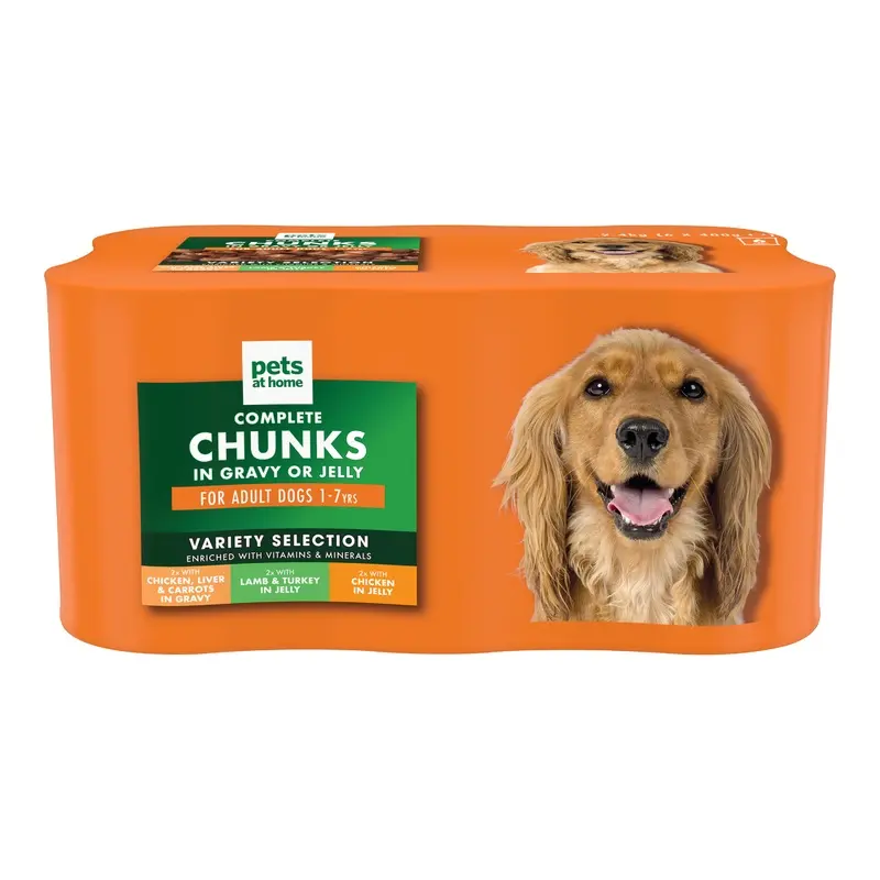 Pets At Home Complete Chunks In Gravy & Jelly Adult Wet Dog Food Variety 6X400G