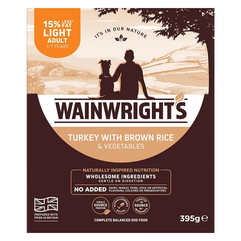 Wainwrights Light Wet Adult Dog Food Turkey With Rice 395G Tray