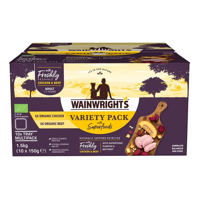 Wainwrights Organic Chicken & Beef With Superfoods Wet Adult Dog Food 10X150G