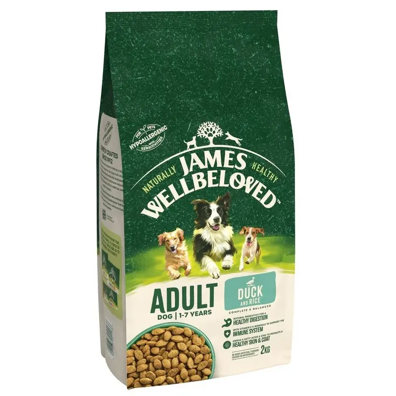 James Wellbeloved Adult Duck & Rice 2 kg Bag, Hypoallergenic Dry Dog Food