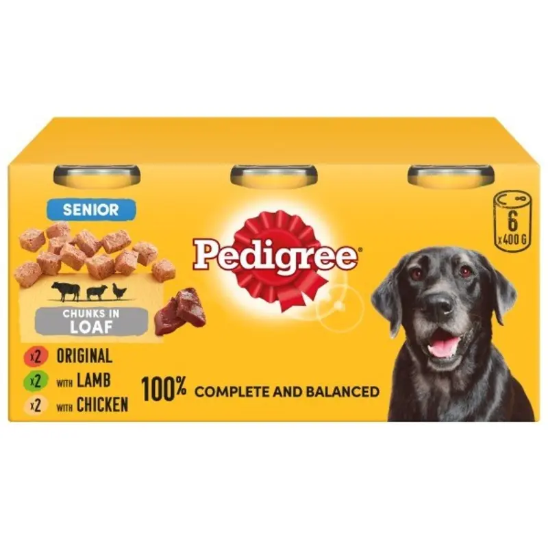 Pedigree Meat Selection In Loaf Senior Dog Tins - Mixed - X 400G Size 6
