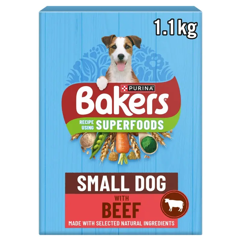 Bakers Dog Beef Dry Dog Food 1.1Kg (Pack Of 5) Small