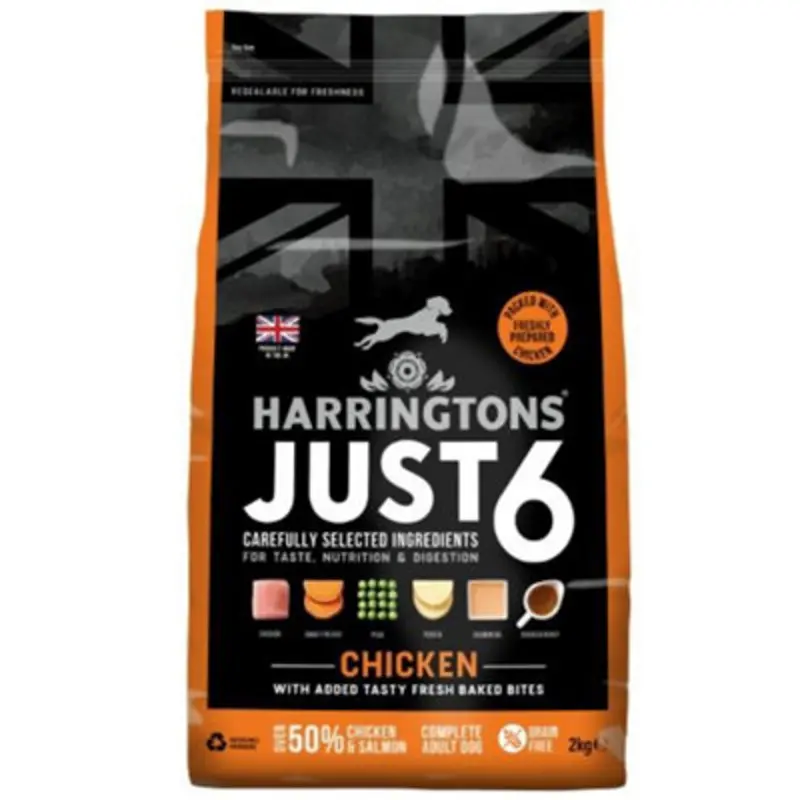 Harringtons Grain/Salmon Har Dog Just Dry Chicken 2Kg Size 6