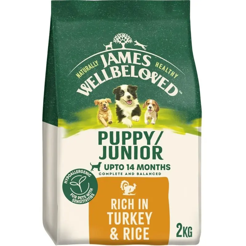New James Wellbeloved Dog Puppy Hypoallergenic Dry Food Turkey And Rice 2 Kg 2Kg