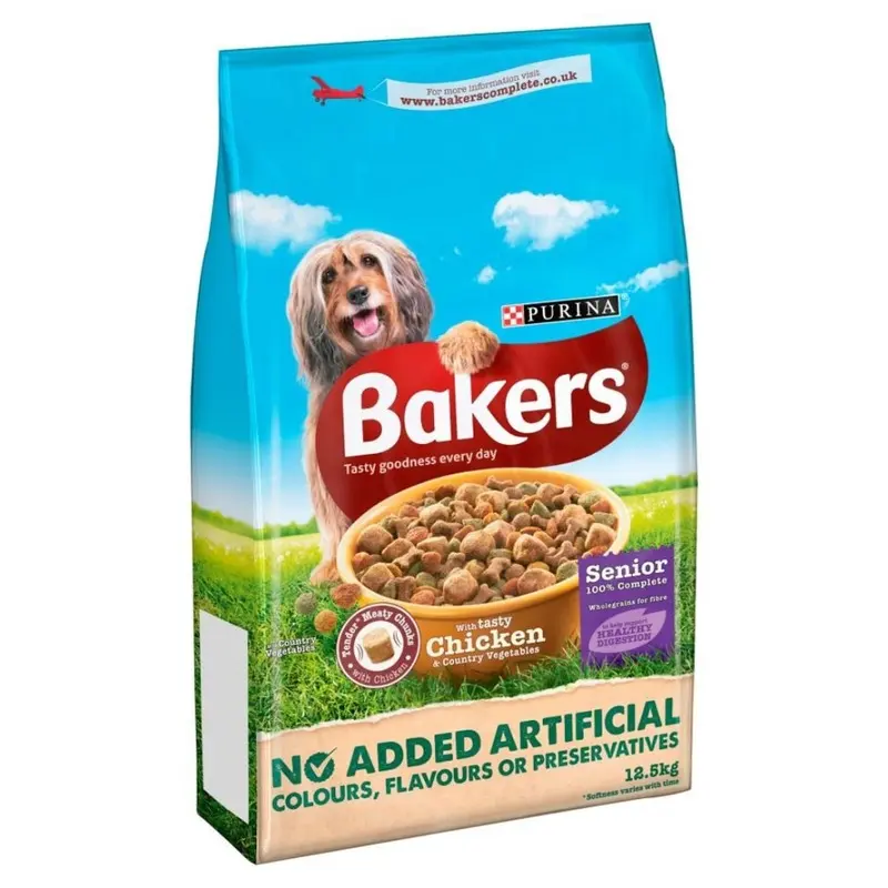 Bakers Complete Senior Bites 7+ Chicken Rice & Veg 12.5Kg Size 7