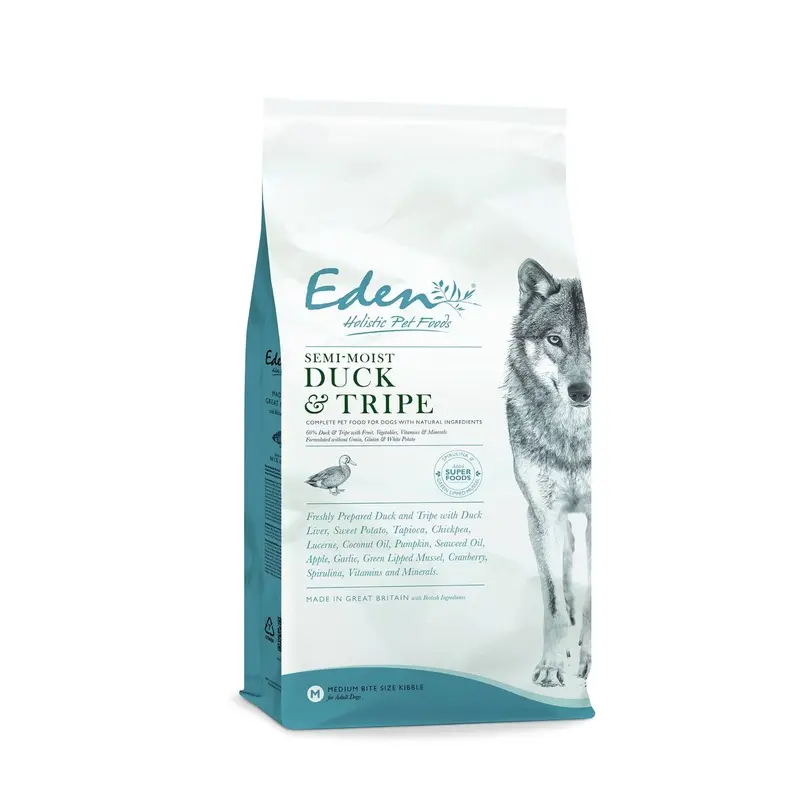 Eden Pet Foods Eden 60/40 Semi-Moist Duck And Tripe Kibble Dog Food - 2Kg Green Medium