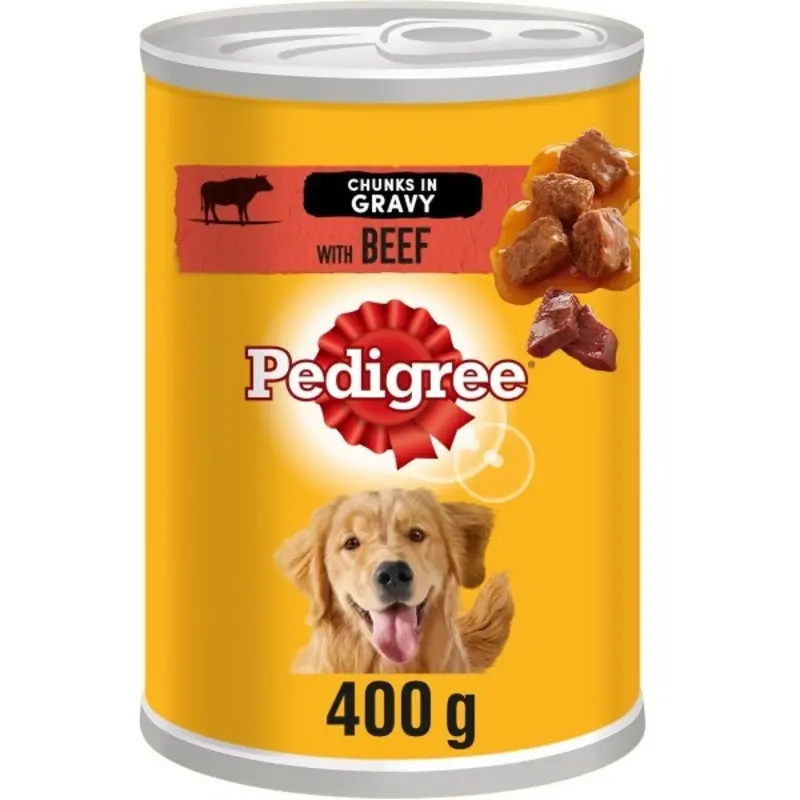 Pedigree Beef In Gravy Adult Dog Tins - X 400G Size 12