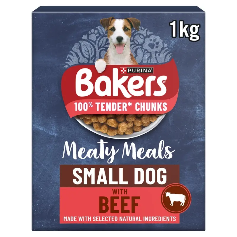 BAKERS Meaty Meals Small Dog Beef Dry Dog Food 1kg, (Pack of 5)